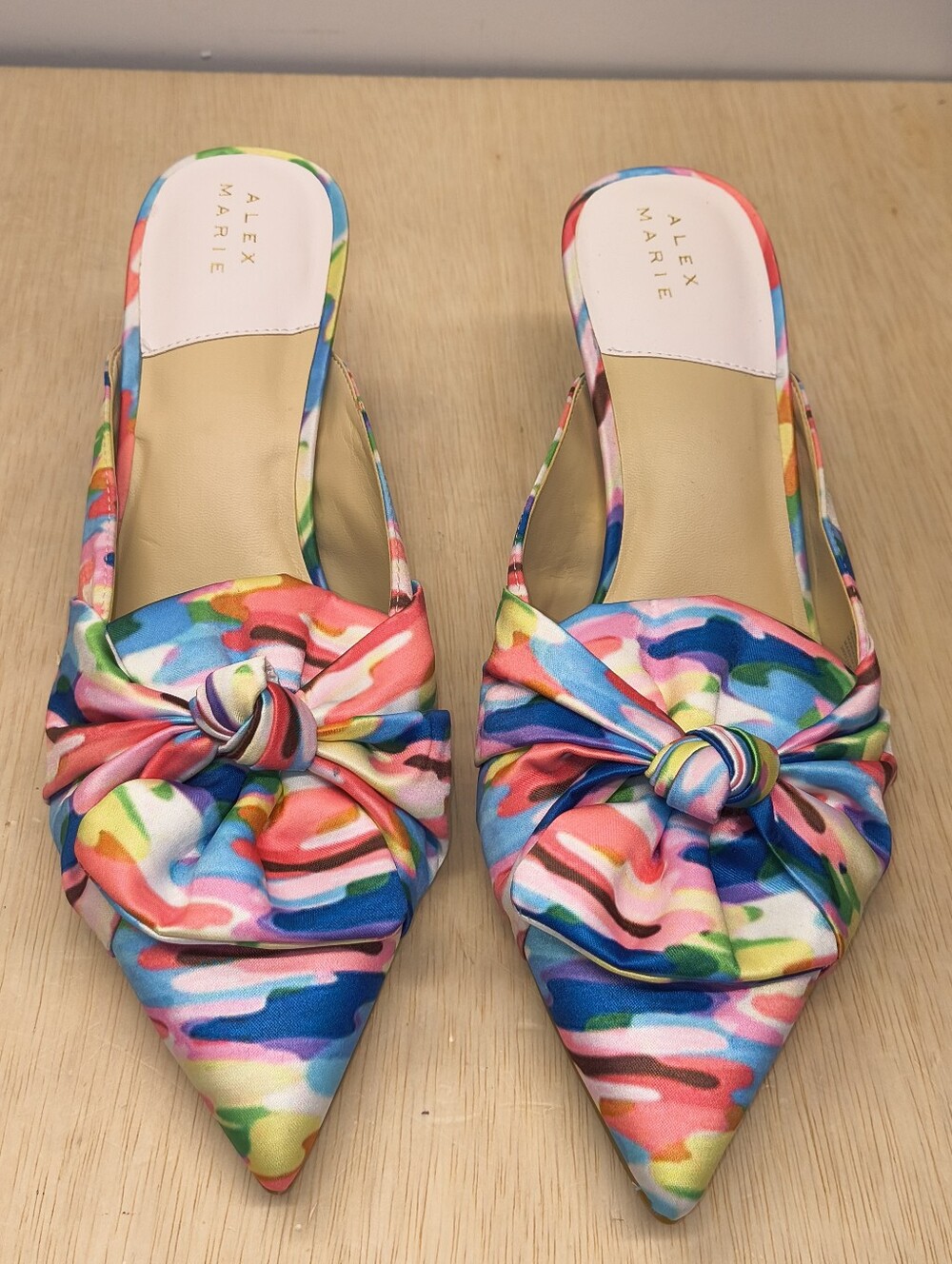 Alex Marie Colorful Bow Kitten Heel Mules Size 11M